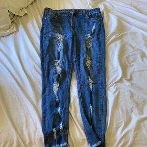 high waisted ripped skinny jeans